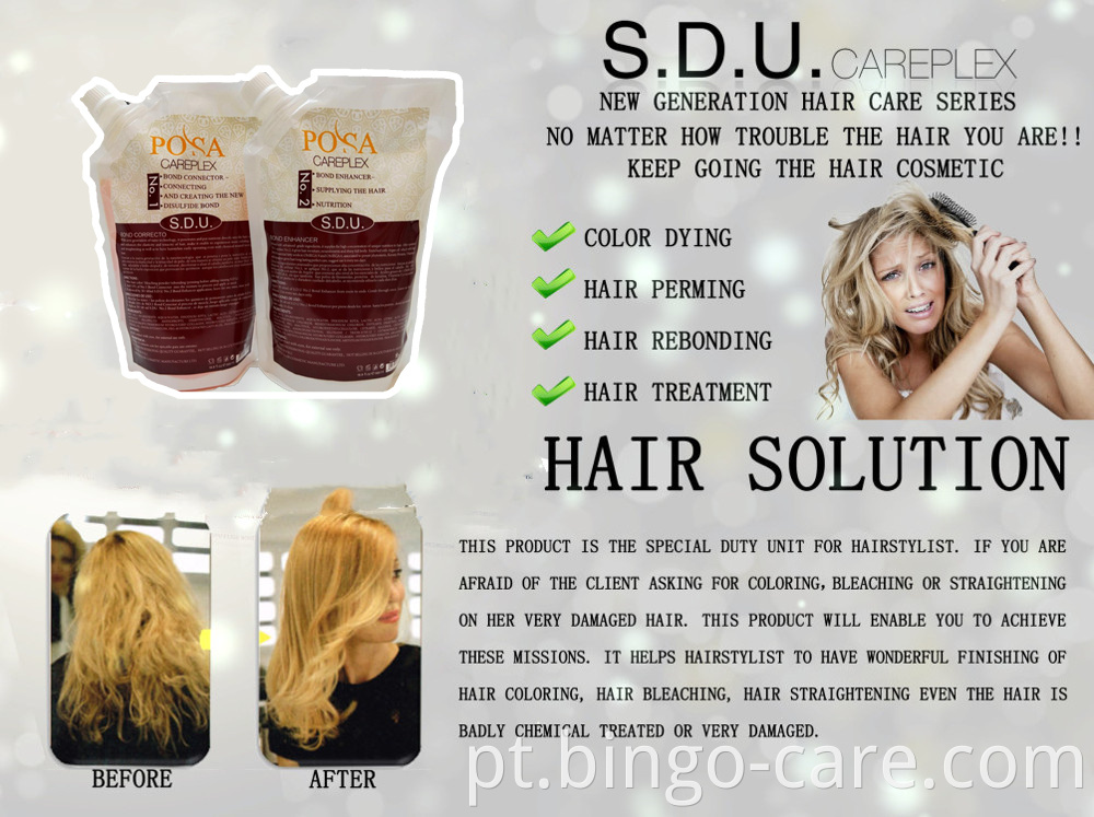 Professional Hot Sales Careplex Hair Repairing S.D.U. Tintura de cabelo Careplex NO.1 e NO.2